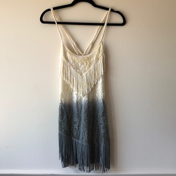 tie dye fringe dress